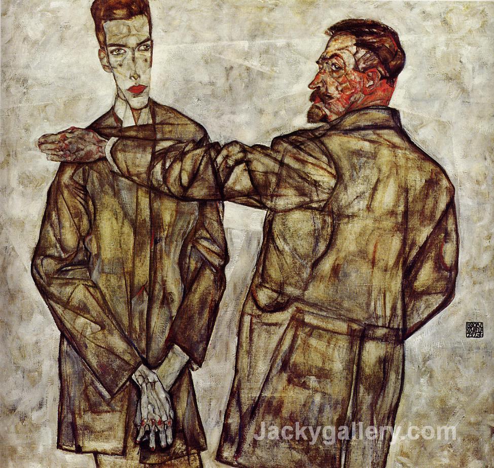 Double Portrait (Chief Inspector Heinrich Benesch and His Son Otto) by Egon Schiele paintings reproduction
